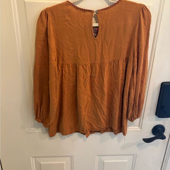 Anthropologie JODIFL Bohemian Floral Embroidered Top in Mustard - Picture 2 of 4
